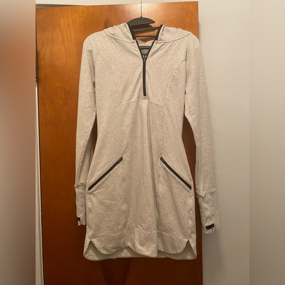 Athleta Light Gray Cozy Karma Sweatshirt Dress